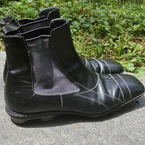 Miu miu Bubble Sole Boot leather black prada dress boots square toe bubble sole - Picture 11 of 16